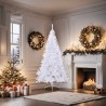 Sapin de Noël artificiel moitié avec support blanc 180 cm PVC 