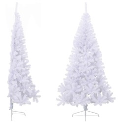 Sapin de Noël artificiel moitié avec support blanc 180 cm PVC 