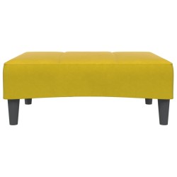 Canapé-lit à 2 places avec repose-pied jaune velours 