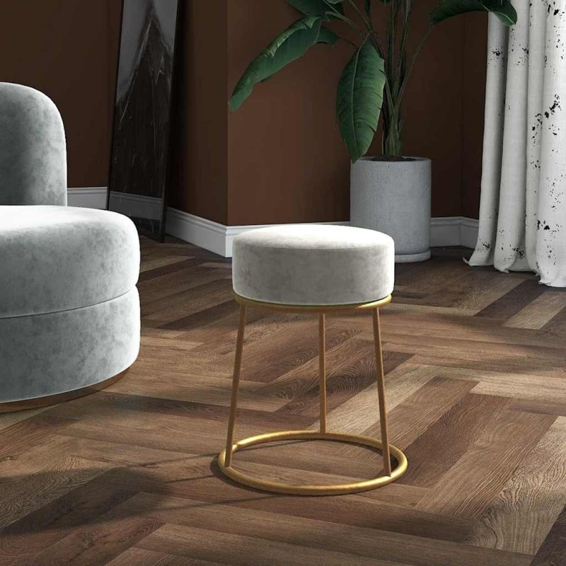 Tabouret rond Gris clair Velours 
