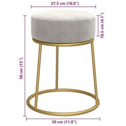 Tabouret rond Gris clair Velours 