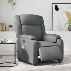 Fauteuil de massage inclinable électrique gris similicuir 
