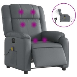 Fauteuil de massage inclinable électrique gris similicuir 
