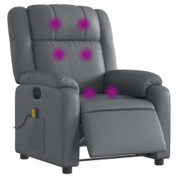 Fauteuil de massage inclinable électrique gris similicuir 