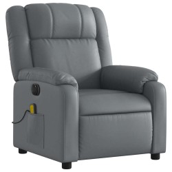 Fauteuil de massage inclinable électrique gris similicuir 
