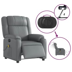 Fauteuil de massage inclinable électrique gris similicuir 