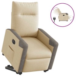 Fauteuil inclinable électrique crème tissu 