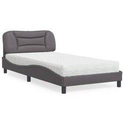 Lit avec matelas gris 100x200 cm similicuir 