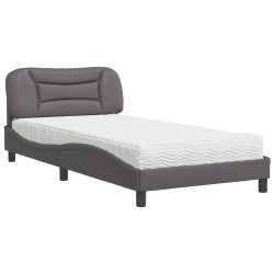 Lit avec matelas gris 100x200 cm similicuir 