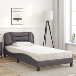 Lit avec matelas gris 100x200 cm similicuir 