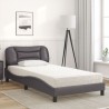 Lit avec matelas gris 100x200 cm similicuir 