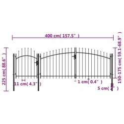 Portail de jardin Acier 2,25 x 4 m Noir 
