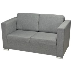 Canapé à 2 places Tissu Gris clair 