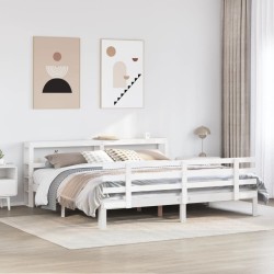 Cadre de lit avec tête de lit sans matelas blanc 180x200 cm 