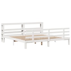 Cadre de lit avec tête de lit sans matelas blanc 180x200 cm 