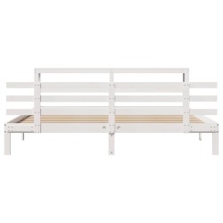 Cadre de lit avec tête de lit sans matelas blanc 180x200 cm 