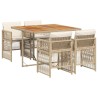 Ensemble à manger de jardin avec coussins 5pcs Beige poly rotin 