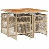 Ensemble à manger de jardin avec coussins 5pcs Beige poly rotin 