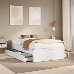 Cadre de lit sans matelas avec tiroirs 120x190 cm bois de pin 