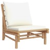 Salon de jardin 3 pcs avec coussins blanc crème bambou 