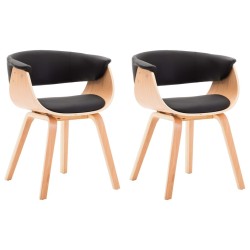 Chaises à manger lot de 2 noir bois courbé et similicuir 