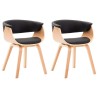 Chaises à manger lot de 2 noir bois courbé et similicuir 
