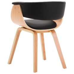 Chaises à manger lot de 2 noir bois courbé et similicuir 