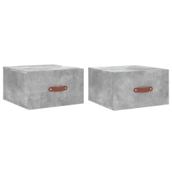 Tables de chevet murales 2 pcs gris béton 35x35x20 cm 