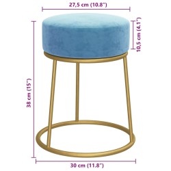 Tabouret rond Bleu clair Velours 
