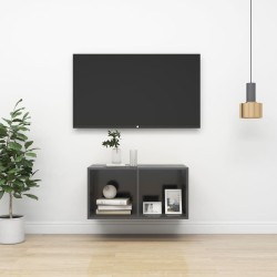 Meuble TV mural Gris 37x37x72 cm Bois d’ingénierie 