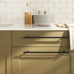 Poignées d'armoire 10 pcs noir 320 mm acier inoxydable 