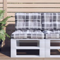 Coussins de palette lot de 2 motif à carreaux gris tissu 