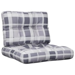 Coussins de palette lot de 2 motif à carreaux gris tissu 