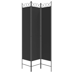 Cloison de séparation 3 panneaux Noir 120x200 cm Tissu 