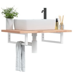 Supports d'étagères pour lavabo 2 pcs blanc rectangulaire acier 