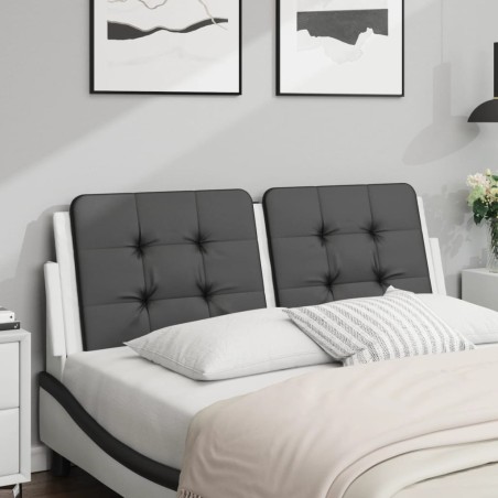 Coussin de tête de lit noir et blanc 120 cm similicuir 