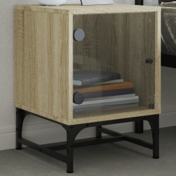 Table de chevet avec porte en verre chêne sonoma 35x37x50 cm 