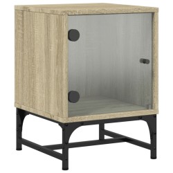 Table de chevet avec porte en verre chêne sonoma 35x37x50 cm 