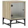 Table de chevet avec porte en verre chêne sonoma 35x37x50 cm 