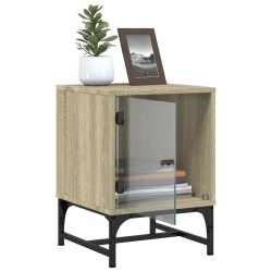 Table de chevet avec porte en verre chêne sonoma 35x37x50 cm 