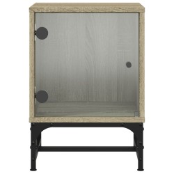 Table de chevet avec porte en verre chêne sonoma 35x37x50 cm 