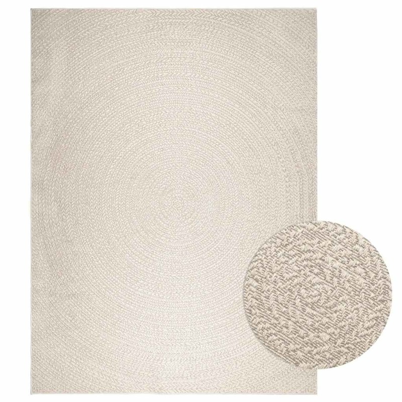 Tapis ZIZUR crème 240x340 cm aspect de jute intérieur extérieur 