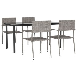 Ensemble à manger de jardin 5 pcs Gris Résine tressée 