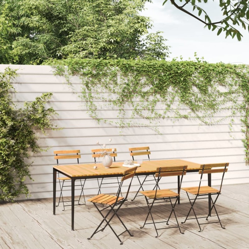 Chaises pliables de jardin lot de 6 Acier bois d'acacia massif Chaises pliables de jardin lot de 6 Acier bois d'acacia massif