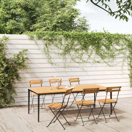 Chaises pliables de jardin lot de 6 Acier bois d'acacia massif 