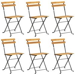 Chaises pliables de jardin lot de 6 Acier bois d'acacia massif 