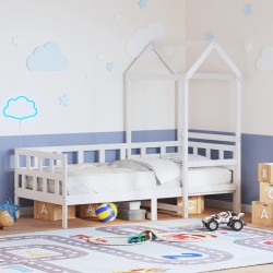 Lit de jour avec toit sans matelas blanc 90x200 cm bois massif 