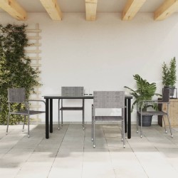 Ensemble à manger de jardin 5pcs gris/noir résine tressée/acier 