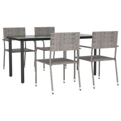Ensemble à manger de jardin 5pcs gris/noir résine tressée/acier 