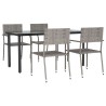 Ensemble à manger de jardin 5pcs gris/noir résine tressée/acier 